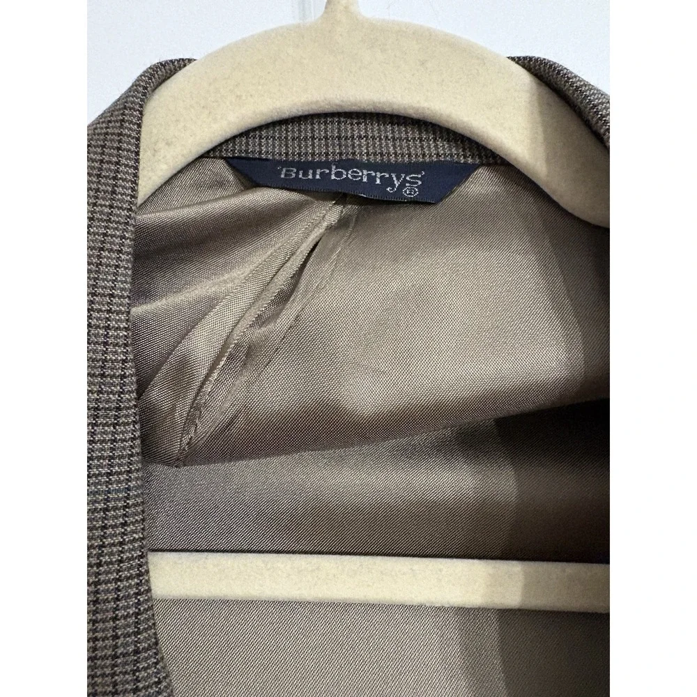 Vintage Burberry Men's Houndstooth‎ Double Breasted Wool Blazer Sport Coat 46 L